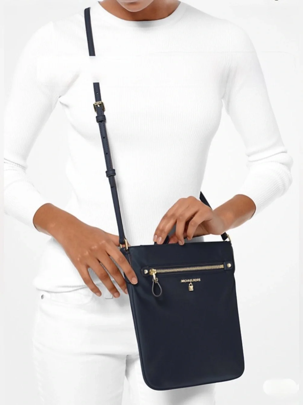 Michael Kors Navy Crossbody with Gold Accents